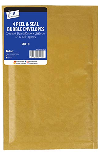 Just-Stationery Size D 180 x 265 mm Bubble Envelope (Pack of 4)