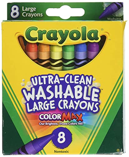 Crayola Washable Crayons, Large, 8 Colors – 2 Packs