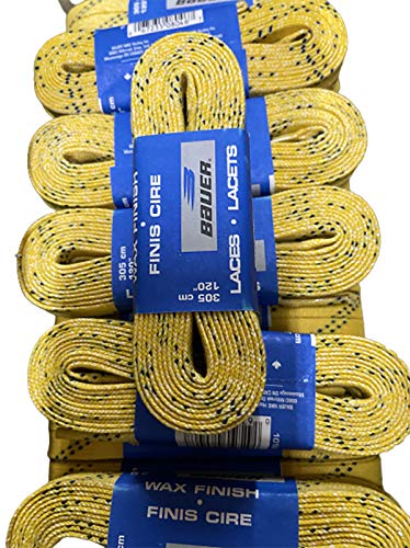 Bauer Hockey Laces (Waxed, Yellow, 120″ (305cm))