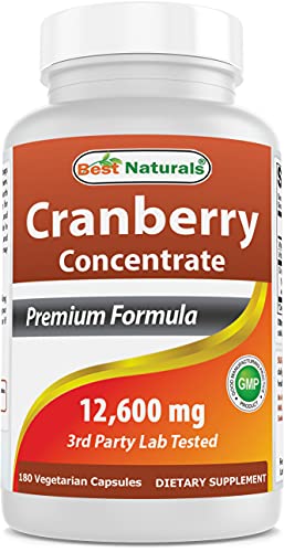 Best Naturals Cranberry Pills 3X Concentrate Veggie Capsule, 12600 mg, 180 Count (817716010755)