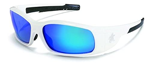 Crews SR128B Swagger Safety Glasses White w/Blue Diamond Mirror Lens (12 Pair)