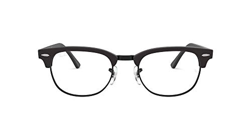 Ray-Ban RX5154 Clubmaster Square Prescription Eyeglass Frames, Matte Black/Demo Lens, 49 mm