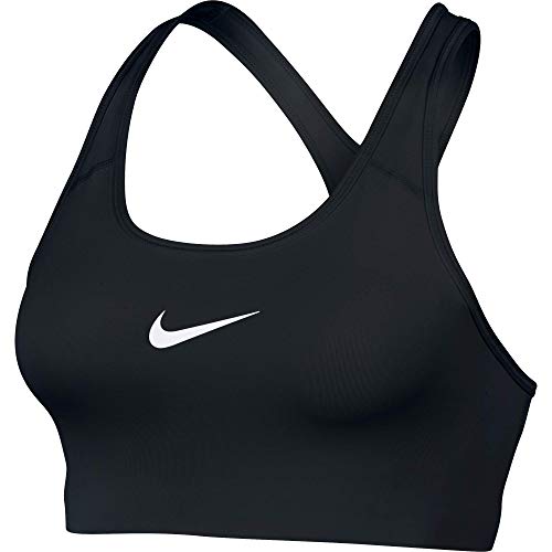 Women’s Nike Swoosh Sports Bra, Sports Bra for Women with Compression & Medium Support, Black/White, XS