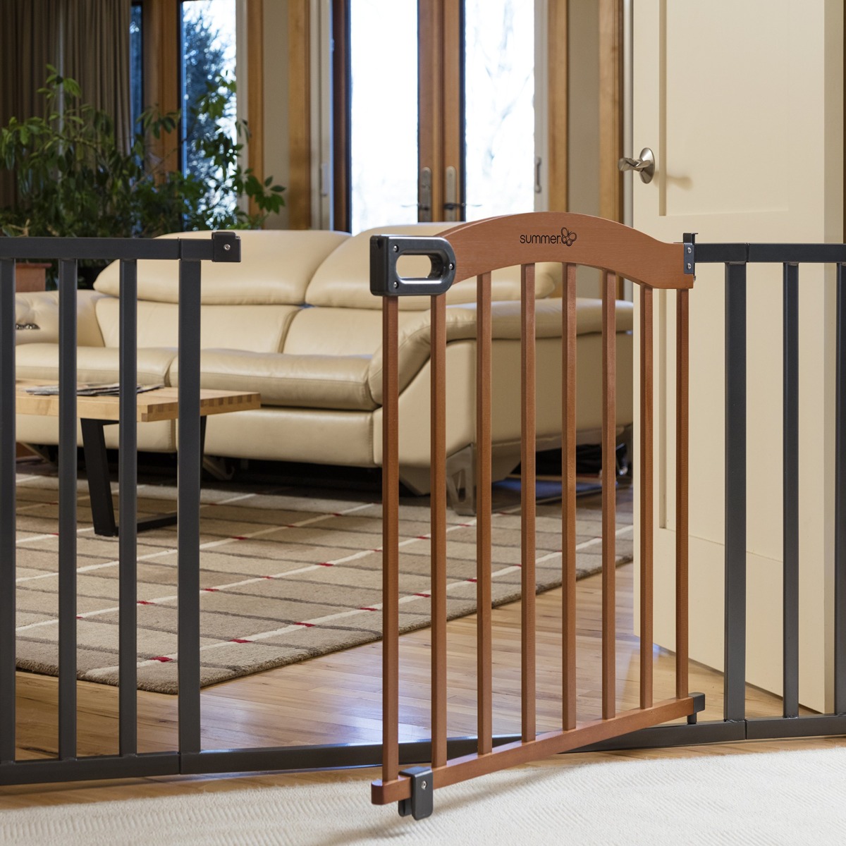 Summer Decorative Wood & Metal Safety Baby Gate, New Zealand Pine Wood and a Slate Metal Finish – 32” Tall, Fits Openings up to 36” to 60” Wide, Baby and Pet Gate for Doorways | The Storepaperoomates Retail Market - Fast Affordable Shopping