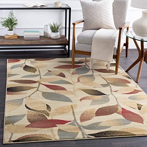 Parker Dark Red, Cream and Dark Brown Transitional Area Rug 5’3″ x 7’6 | The Storepaperoomates Retail Market - Fast Affordable Shopping