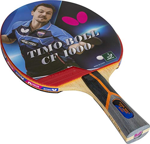 Butterfly Timo Boll Carbon Fiber Ping Pong Paddle | ITTF Approved Table Tennis Racket | Ping Pong Sponge and Rubber | Carbon Layers in Ping Pong Racket for Power | Professional Ping Pong Paddle, 1000 Model