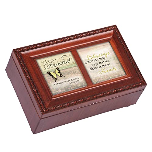 Cottage Garden My Friend Blessings Woodgrain Petite Music Box/Jewelry Box Plays That�S What Friends Are For