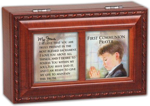 Cottage Garden First Communion Prayer Woodgrain Petite Music Box/Jewelry Box Plays Hallelujah