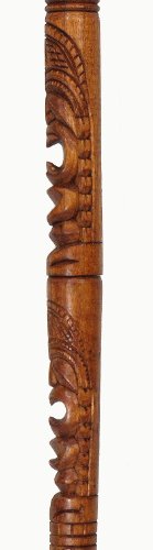 41″ Hand Carved Double Hawaiian Tiki Wooden Walking Stick