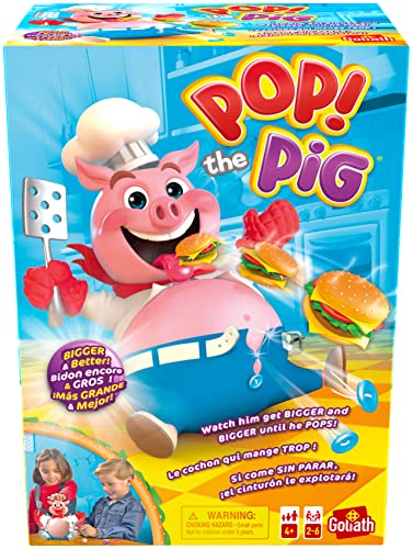 Goliath Pop The Pig Game — New and Improved — Belly-Busting Fun as You Feed Him Burgers and Watch His Belly Grow