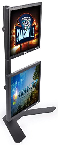 Dual Monitor Desk Stand for (2) 13” to 27” Screens, Countertop Display for Flat Screen Monitors, VESA 100×100, Steel (Black)