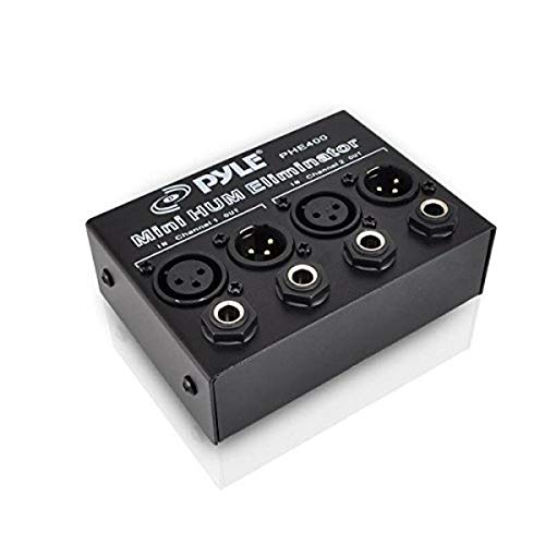 PYLE-PRO Compact Mini Hum Eliminator Box – 2 Channel Passive Ground Loop Isolator, Noise Filter,AC Buzz Destroyer,Hum Killer w/ 1/4″ TRS Phone,XLR Input/Output,Uses 1:1 Isolation Transformer – PHE400