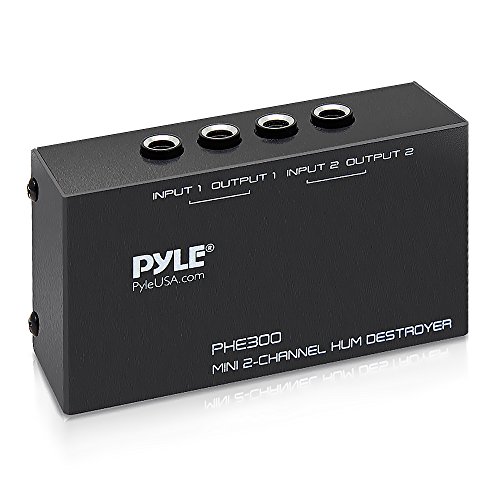 PYLE-PRO Compact Mini Hum Eliminator Box-2 Channel Passive Ground Loop Isolator,Noise Filter, AC Buzz Destroyer, Hum Killer w/ 2 1/4-Inch TRS Input and Output for 2 Mono /1 Stereo Signal – PHE300