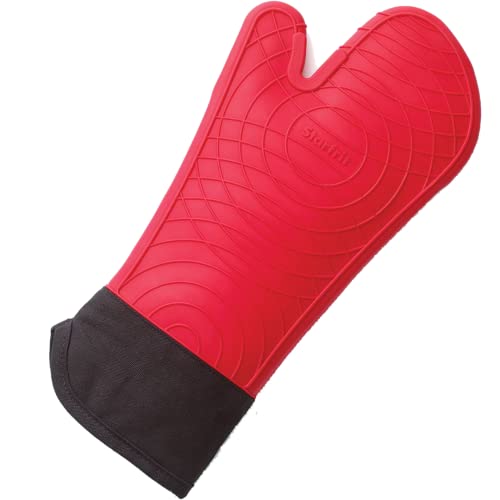 Starfrit 15″ Silicone Oven Glove with Cotton Liner, Red/Black