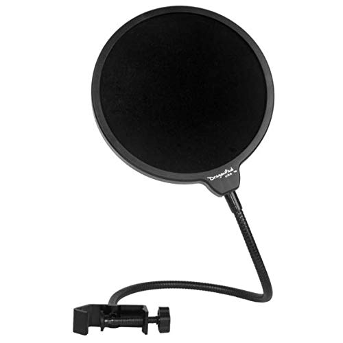 Dragonpad USA Microphone Pop Filter, for Blue Yeti, Blue Snowball – Flexible Gooseneck Microphone Mount and Double Layer Sound Shield Guard Windscreen