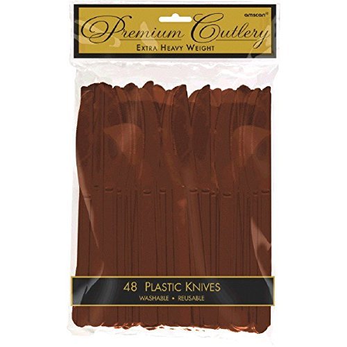 Premium Heavy Weight Plastic Knives | Chocolate Brown | Pack of 48 | Party Supply