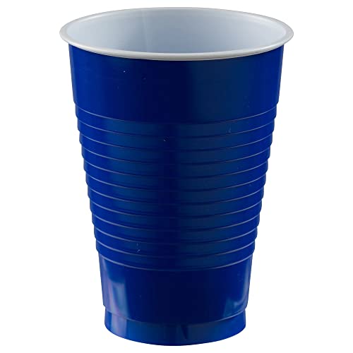 Amscan 50 Count Plastic Cups, 12-Ounce, (Pack of 1), Bright Royal Blue