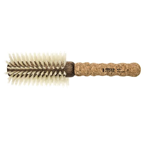 Ibiza Hair Professional Round Boar Hair Brush (B4, 65mm), Blonde Bristles with a Cork Handle, For Color Treated & Fine Hair, Crown of the Head Volume, Add Texture & Shine for Medium to Long Hair