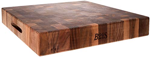 John Boos Block WAL-CCB183-S Classic Reversible Walnut Wood End Grain Chopping Block, 18 Inches x 18 Inches x 3 Inches