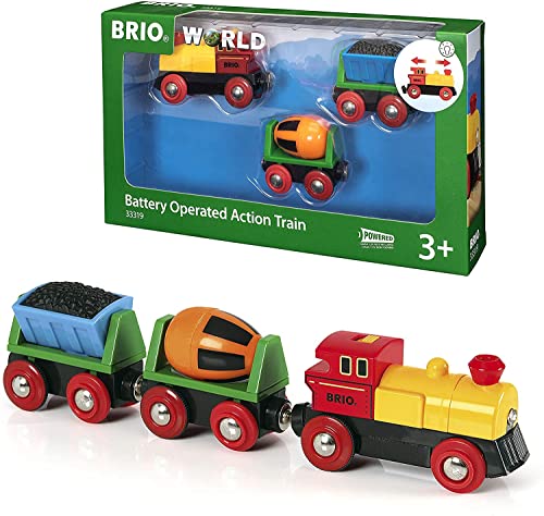 BRIO World – 33319 Battery Operated Action Train | 3 Piece Toy Train for Kids Ages 3 and Up
