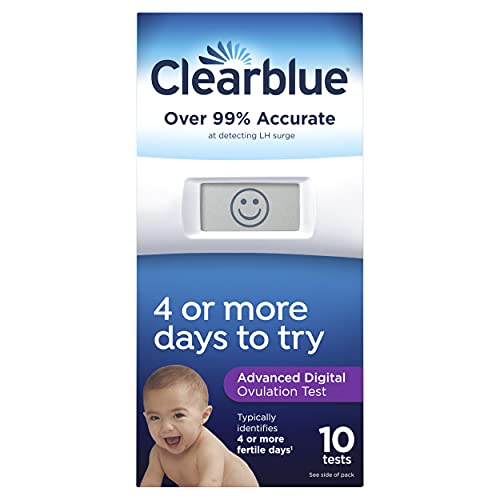 Clearblue Advanced Digital Ovulation Test, Predictor Kit, featuring Advanced Ovulation Tests with digital results, 10 Ovulation Tests (Pack of 1)