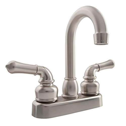 Dura Faucet (DF-PB150C-SN) RV Swivel Bar Faucet with Classical Levers – 6-inch Spout (Brushed Satin Nickel)