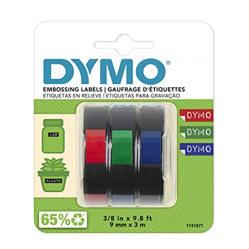 DYMO 1741671 Embossing Tape, Red, Green and Blue, 3/8-Inch