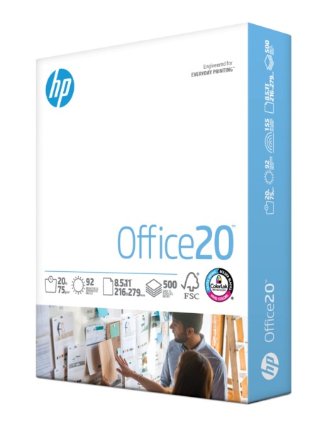 HP Printer Paper | 8.5 x 11 Paper | Office 20 lb | 1 Ream – 500 Sheets | 92 Bright | Made in USA – FSC Certified | 172160R