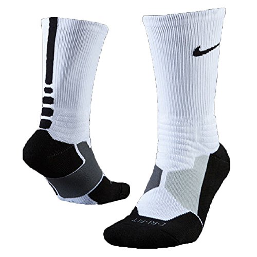 Nike Hyperelite Basketball Crew Dri-Fit Men Socks White/Black SX4801-101 (SIZE: S)