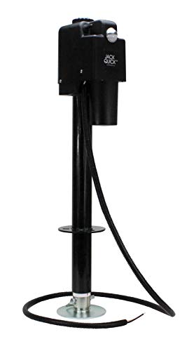 Quick Products JQ-3500B Power A-Frame Electric Tongue Jack with LED Work Light and Permanent Ground Wiring for Camper Trailer, RV – 3,650 lbs. Capacity (Higher then Standard 3,500 lbs. Jack!), Black