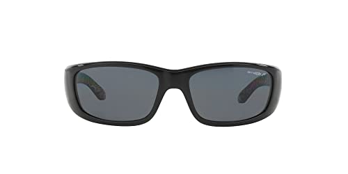 ARNETTE Men’s AN4178 Quick Draw Wrap Sunglasses, Black/Grey Polarized, 59 mm
