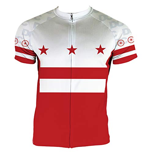 Hill Killer Hometown Inspired City and State Cycling Jerseys (DC Flag White, Large)