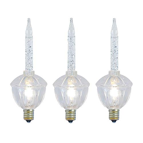 Novelty Lights 3 Light Traditional Christmas Bubble Light Replacement Pack, Clear with Silver Glitter Liquid, 3 Pack