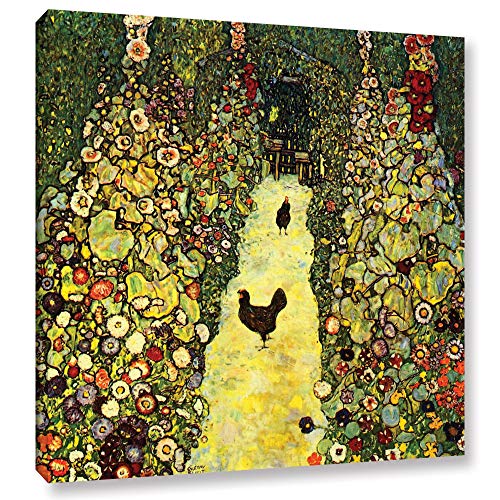Art Wall Garden Path with Chickens Gallery Wrapped Canvas by Gustav Klimt, 24 by 24-Inch