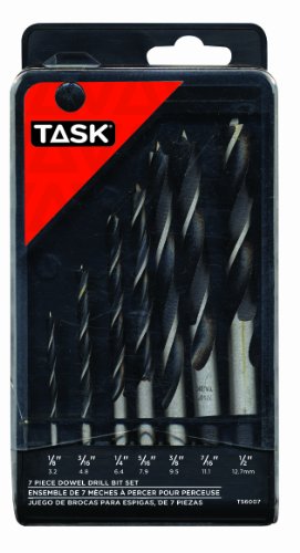 Task T56007 7-Piece Dowel Drill Bit Set for Wood And Plastic