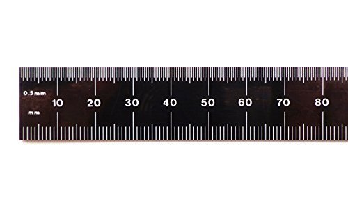 PEC Tools 150 mm Metric Black Chrome, Zero-Glare Machinist Ruler with Markings .5 mm, mm Both Sides