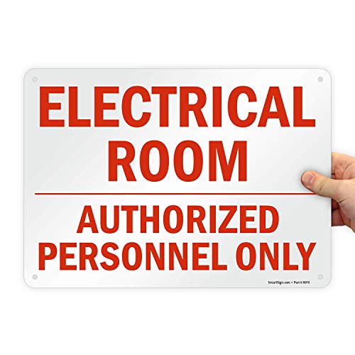 SmartSign – U9-1312-NP_10x14 “Electrical Room – Authorized Personnel Only” Sign | 10″ x 14″ Plastic Red on White