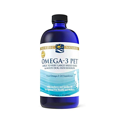 Nordic Naturals Omega-3 Pet, Unflavored – 16 oz – 1518 mg Omega-3 Per Teaspoon – Fish Oil for Large to Very Large Dogs with EPA & DHA – Promotes Heart, Skin, Coat, Joint, & Immune Health