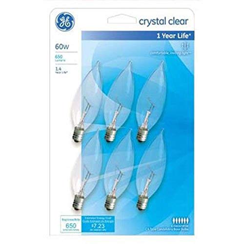 GE G E Lighting 6PK 60W Candle Bulb, 6 Count (Pack of 1)