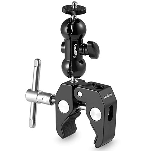 SMALLRIG Super Camera Clamp Mount, Double Ball Head Adapter, Fence Desk Table Mount for Ronin-M/Insta360/Gopro, Ball Head – 1138