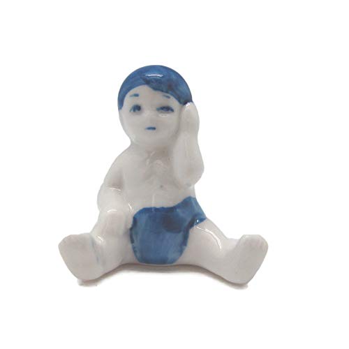 Collectible Hand Painted Delft Blue Ceramic 1.75″ Miniature Baby Boy | DutchGiftOutlet