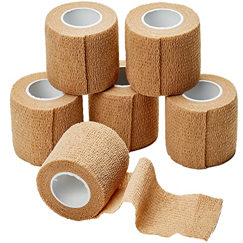 MEDca Self Adherent Cohesive Wrap Bandages 2 Inches X 5 Yards 6 Count (Skin Color)