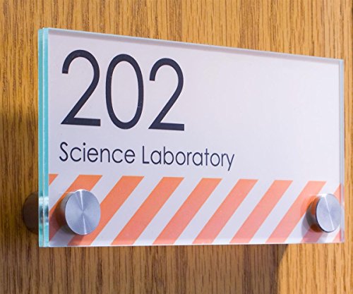 6 x 3-Inch Complete Sign Systems, Green Edge Acrylic Plates, Stainless Steel Standoff Screws