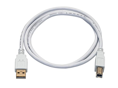 Monoprice 3ft USB 2.0 A Male to B Male 28/24AWG Cable – (Gold Plated) – WHITE for Printer Scanner Cable 15M for PC, Mac, HP, Canon, Lexmark, Epson, Dell, Xerox, Samsung and More!
