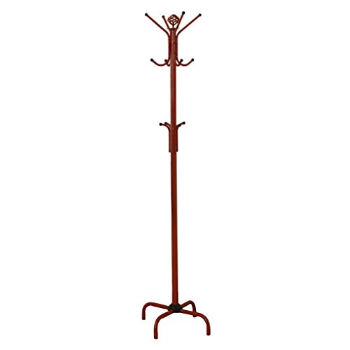 Monarch Specialties 2008, Hall Tree, Free Standing, 12 Hooks, Entryway, 70″ H, Bedroom, Metal, Red, Contemporary, Modern Coat Rack, 19″ L x 19″ W x