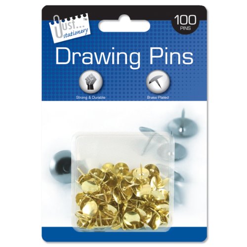 Just Stationery Drawing Pins on Blister Card (Pack of 100)
