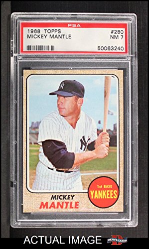 1968 Topps # 280 Mickey Mantle New York Yankees (Baseball Card) PSA 7 – NM Yankees