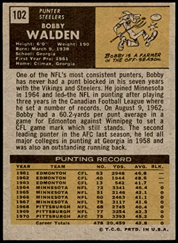 1971 Topps # 102 Bobby Walden Pittsburgh Steelers (Football Card) EX Steelers Georgia | The Storepaperoomates Retail Market - Fast Affordable Shopping
