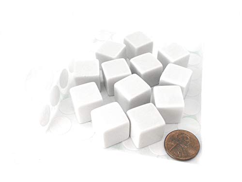 Koplow Games White D6 Blank 16mm Dice Set with Stickers (12)