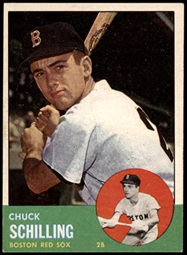 1963 Topps # 52 Chuck Schilling Boston Red Sox (Baseball Card) (May or May Not Have Red Mark above the Trademark on the Bat) EX Red Sox